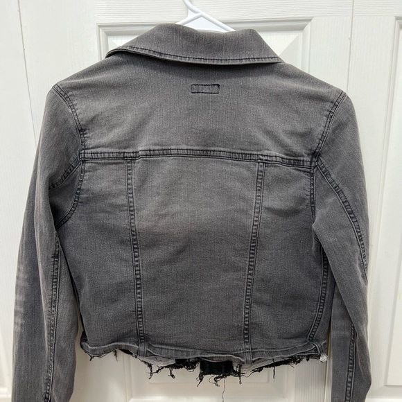 Distressed black/charcoal color denim jacket. - Picture 4 of 4